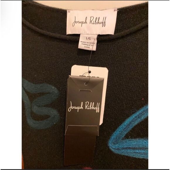 Joseph Ribkoff Black Sweater front Colorful Details - Picture 4 of 9